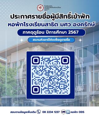 ประกาศรายชื่อผู้มีสิทธิ์เข้าพักหอพักโรงเรียนสาธิต มศว องครักษ์ และกำหนดการรายงานตัวเข้าพัก