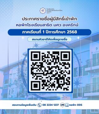 ประกาศรายชื่อผู้มีสิทธิ์เข้าพักและผู้จองสิทธิ์ห้องพัก หอพักโรงเรียนสาธิต มศว องครักษ์  ภาคเรียนที่ 1 ปีการศึกษา 2568